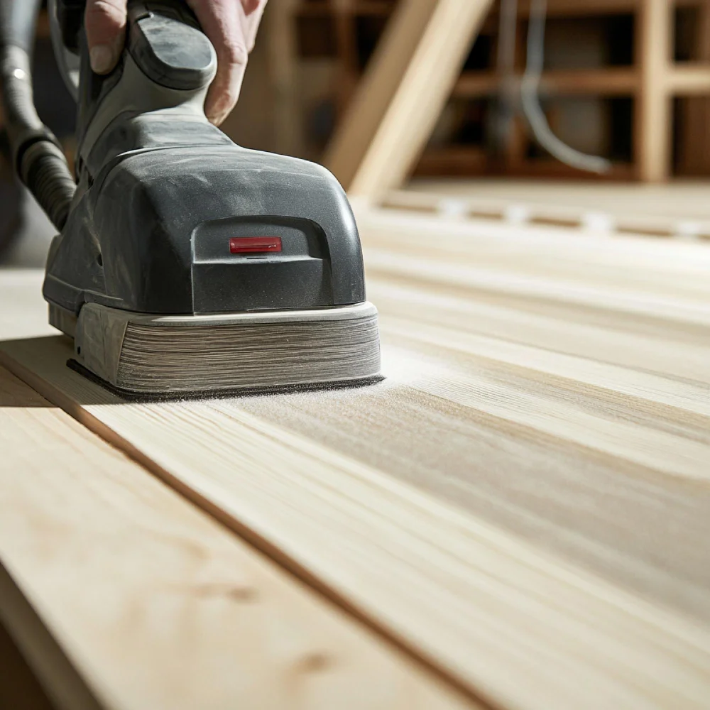 Timber floor sanding and polishing in progress inside a Sydney home